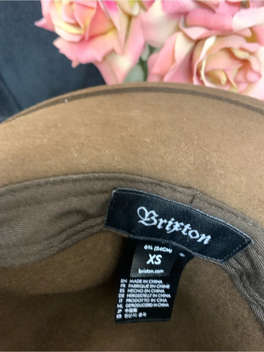 Brixton Brown Wool Felt Western Fedora Hat w/Leather Hat Band Chinstrap